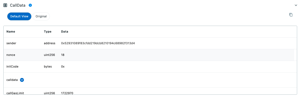 Calldata for UserOp Hash 0xfa4...3e5